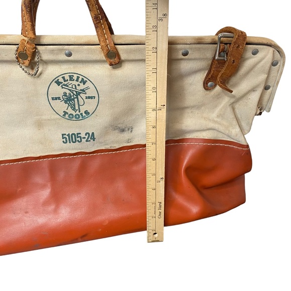 Klein Tools Vintage 24 Inch Linesman Tool Bag Doctors Style Large Canvas Leather - Picture 11 of 12